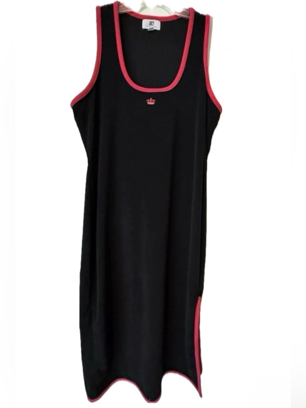 Juicy Couture Black & Pink Terry Cloth Tank Midi Dress Size Large Y2K Sporty